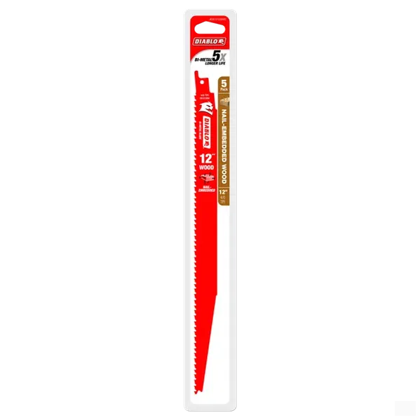DIABLO FRE-DS1212BW5C Demon-Demon 12in 6/12TPI Reciprocating Blades Wood (5pk)