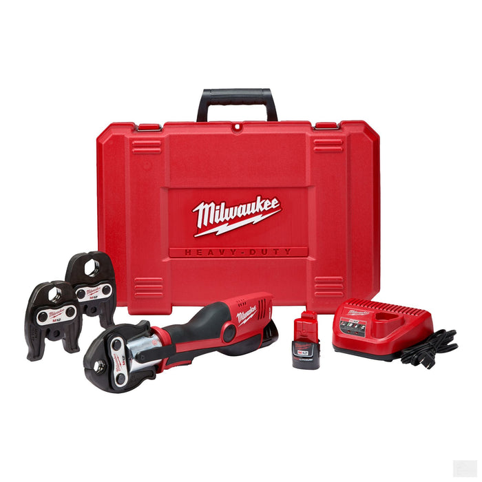 Milwaukee M12 Li-Ion Force Logic Cordless Press Tool Kit w/ 3 jaws with {2} 1.5 Ah Battery and Hard Case (2473-22)