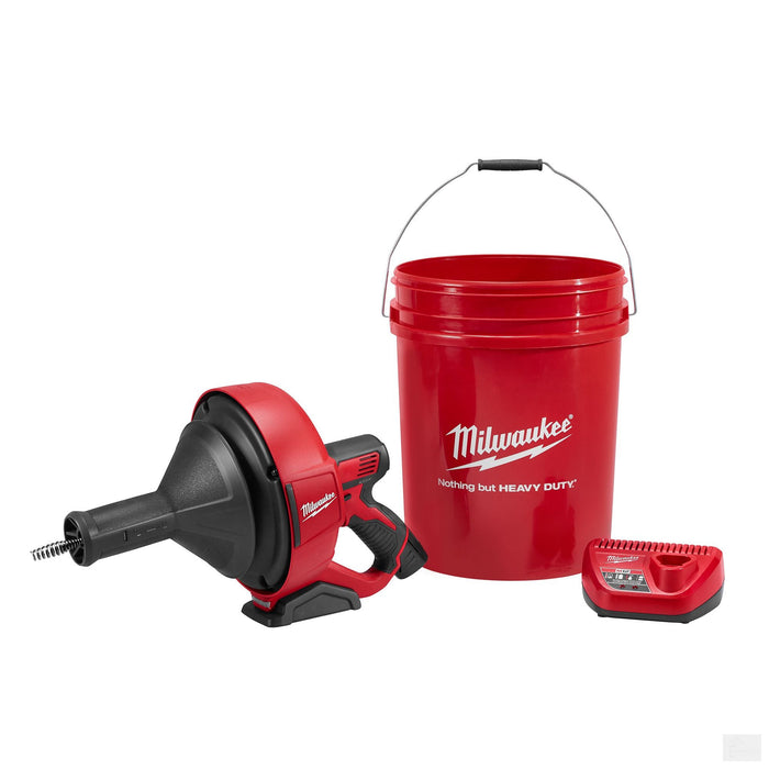 Milwaukee M12 Lithium-Ion Cordless Auger Snake Drain Cleaning Kit with 5/16 in. x 25 ft. Inner Core Drop Head (2571-21)
