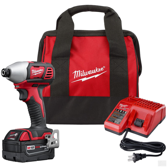 Milwaukee M18 Cordless 1/4-Inch Hex Impact Driver Kit with One 3.0Ah Battery, Charger and Bag (2656-21P)