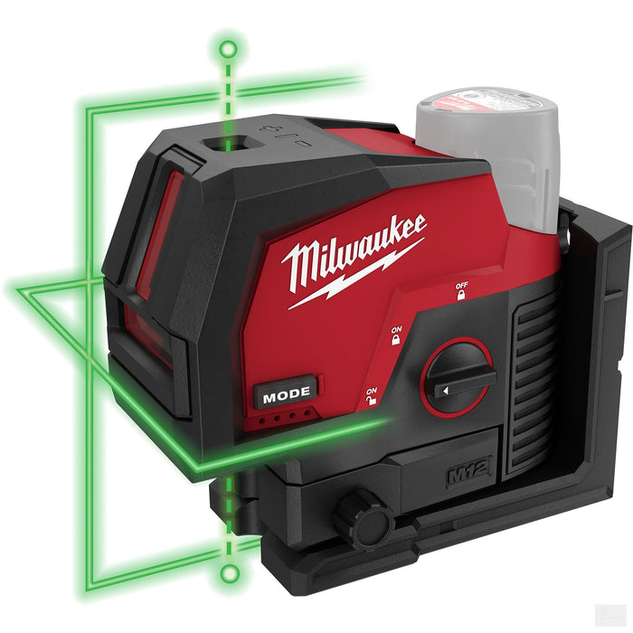 Milwaukee M12™ Green Cross Line and Plumb Points Laser (3622-20)