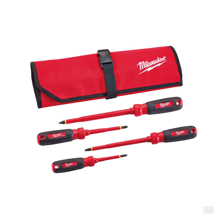 Milwaukee 4 PC 1000V Insulated Screwdriver Set w/ Roll Pouch (48-22-2204)