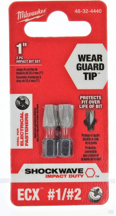 Milwaukee INSERT BIT SET,1/4IN SHANK,1IN BIT L,PK2