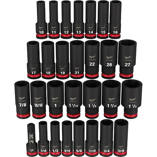 Milwaukee 29PC SHOCKWAVE Impact Duty™ 1/2" Drive SAE & Metric Deep 6 Point Socket Set 49-66-7016