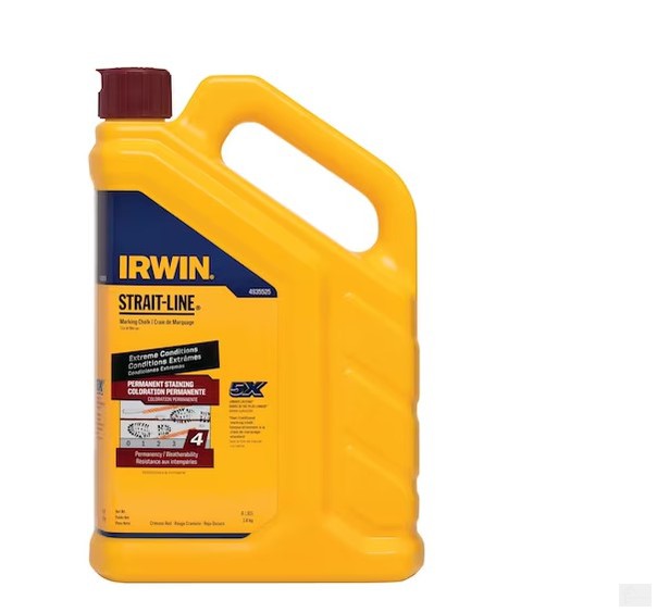 IRWIN 4935525 Strait-Line 4 lb. Red Permanent Staining Marking Chalk