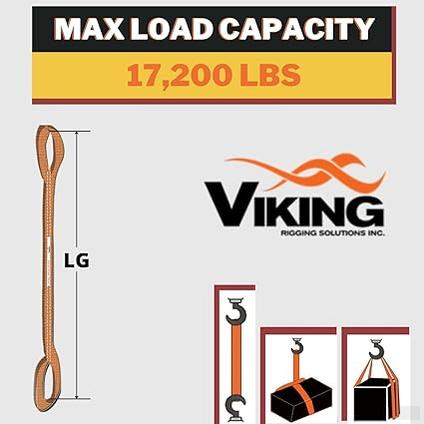 Lifting Straps, Polyester Web Sling 3" x 6Ft - Type 3 - Double Ply - Hi-Viz Reflective