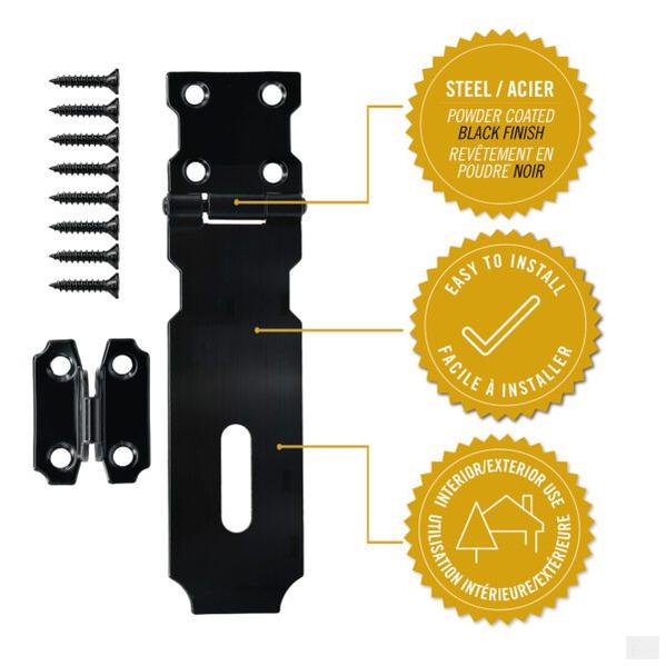 Nuvo Iron 4 1/2″ Heavy Duty Hasp Latch Lock (BLHL4.5)