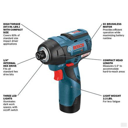 Bosch -  12V Max EC Brushless Impact Driver Kit PS42-02