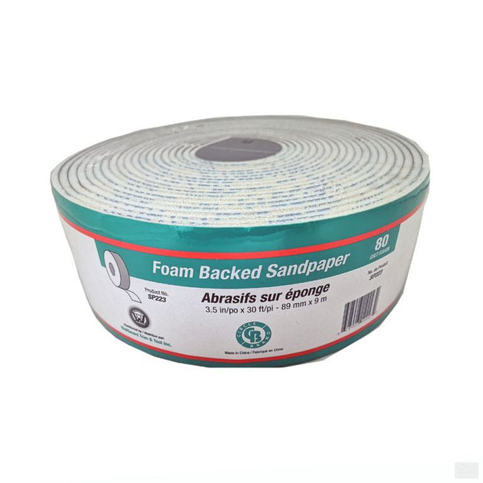 CIRCLE BRAND Sandpaper Roll 3.5" x 30' #80 Grit (Sponge-Back) [SP223]