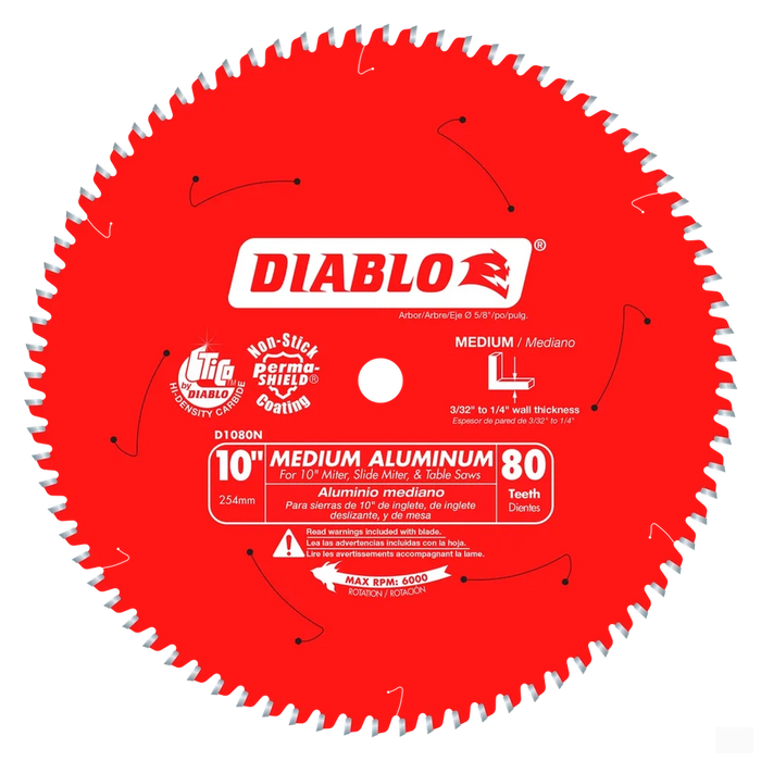 Diablo 10 in. x 80 Tooth Medium Aluminum Saw Blade