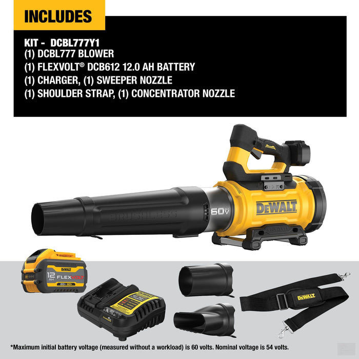 Dewalt 60V MAX High Power Brushless Blower 12Ah KIT (DCBL777Y1)