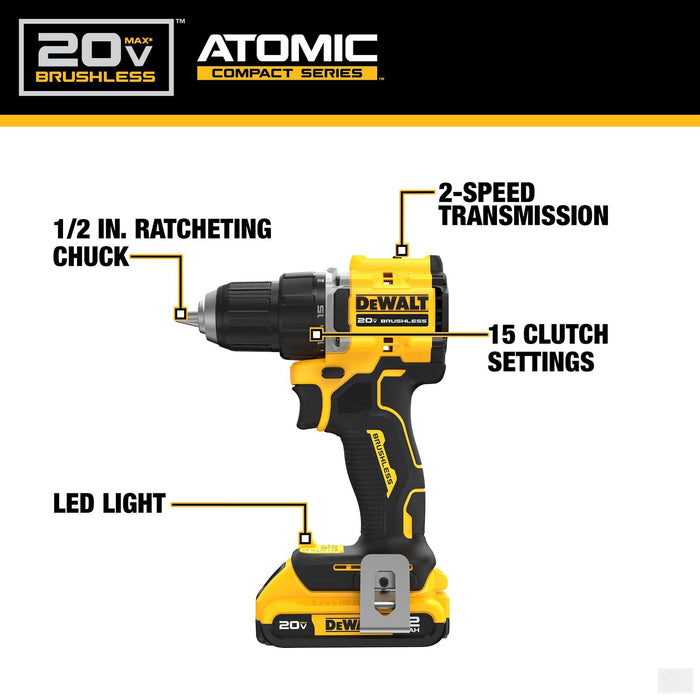 Dewalt ATOMIC COMPACT SERIES™ 20V MAX* Brushless Cordless 1/2 in. Drill/Driver (DCD794D1)