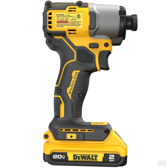 Dewalt 20V MAX* Brushless Cordless 1/4 in Impact Driver Kit (DCf840D1)