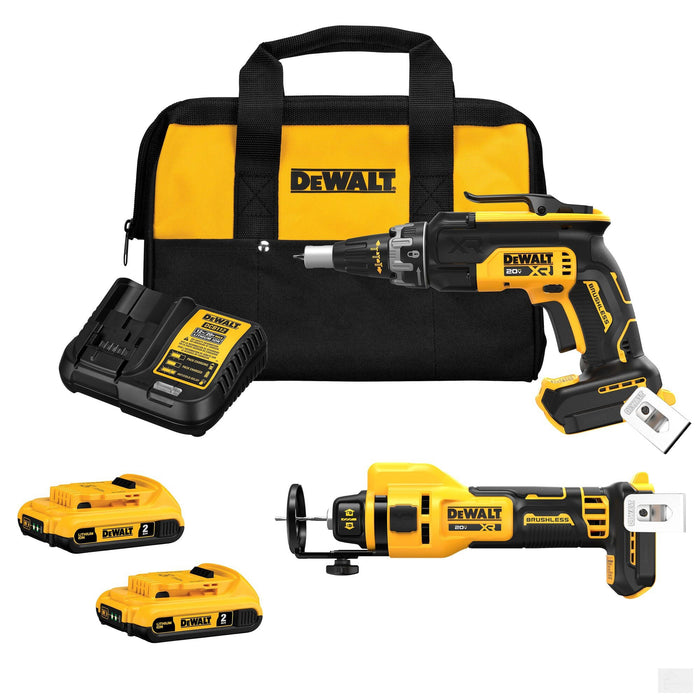 Dewalt 20V MAX XR Brushless Drywall Screwgun and Cut-Out Tool Combo Kit (2.0Ah)[DCK265D2]