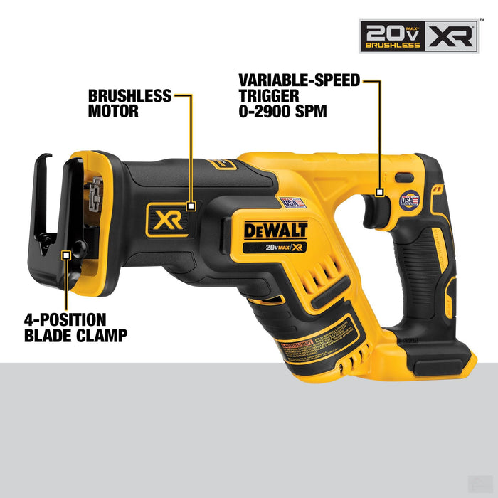 DEWALT 20V MAX XR Lithium-Ion Cordless Brushless Combo Kit (4-Tool) with (2) 5Ah Batteries, Charger and Bag (DCK494P2)