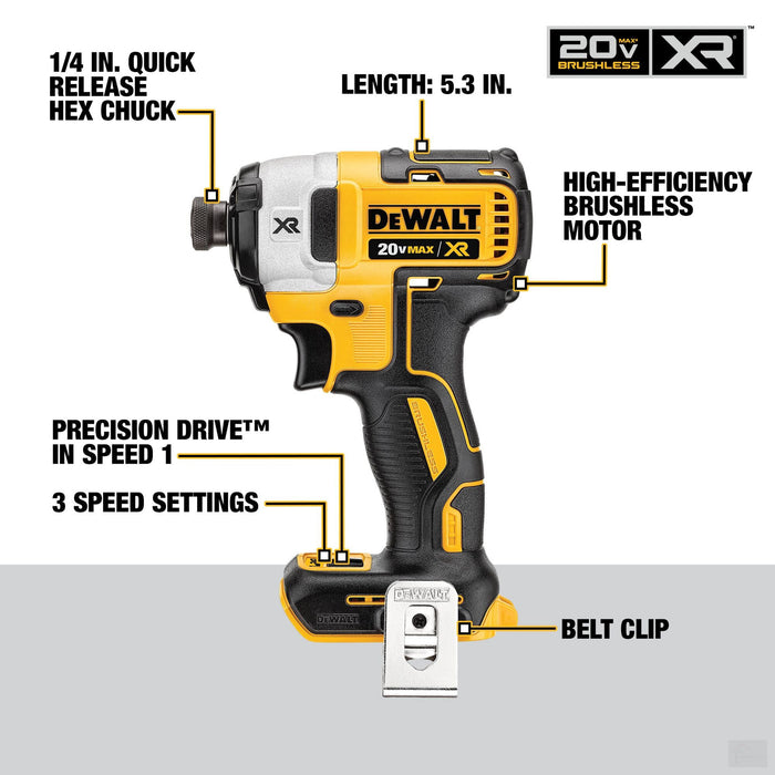 DEWALT 20V MAX XR Lithium-Ion Cordless Brushless Combo Kit (4-Tool) with (2) 5Ah Batteries, Charger and Bag (DCK494P2)