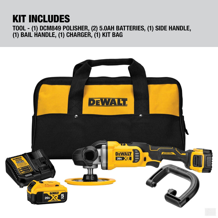 Dewalt 20V MAX* XR® 7 in. Cordless Variable-Speed Rotary Polisher Kit (DCM849P2)