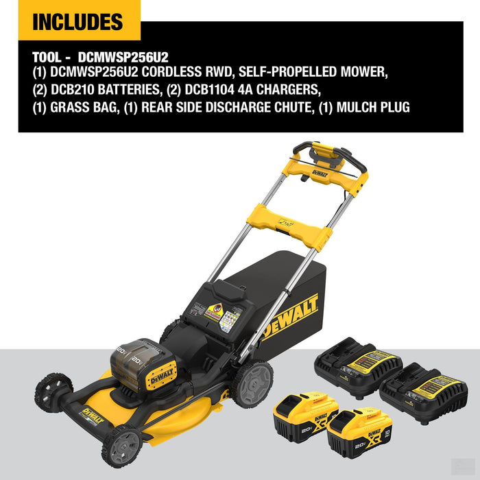 Dewalt 2X20V* MAX XR® Cordless RWD, Self-Propelled Mower Kit (DCMWSP256U2-CA)