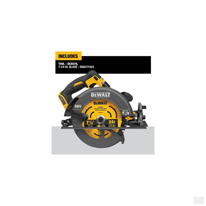 Dewalt FLEXVOLT® 60V MAX* Brushless 7-1/4 in. Cordless Circular Saw with Brake (Tool Only) {DCS578B}