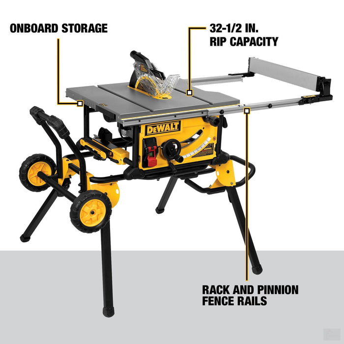 Dewalt 15 amp Corded 10-inch Portable Table Saw with Rolling Stand (DWE7491RS)