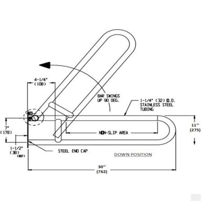 Flip Up/Swing Safety Rail Grab Bar FGB-3011S