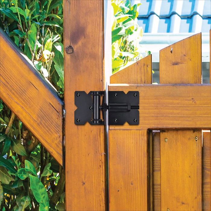 Nuvo Iron Heavy Duty Self-Closing Adjustable Gate Hinges | Galvanized Steel