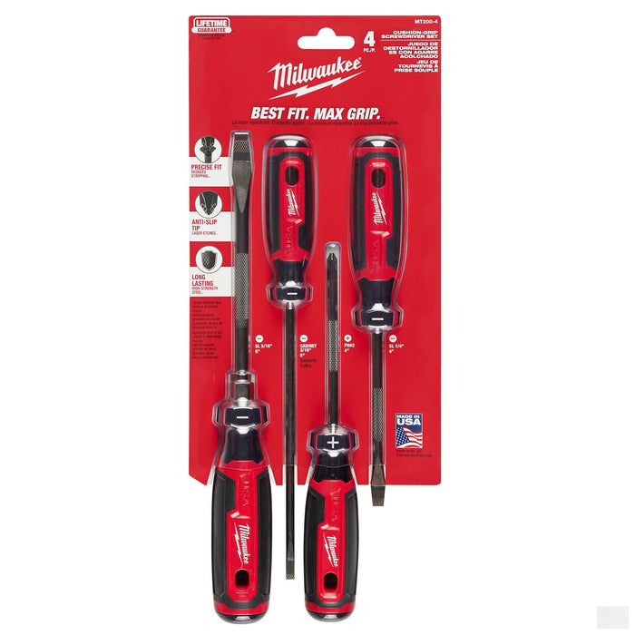 Milwaukee Tool Cushion Grip 4-Piece Screwdriver Kit (MT200-4)