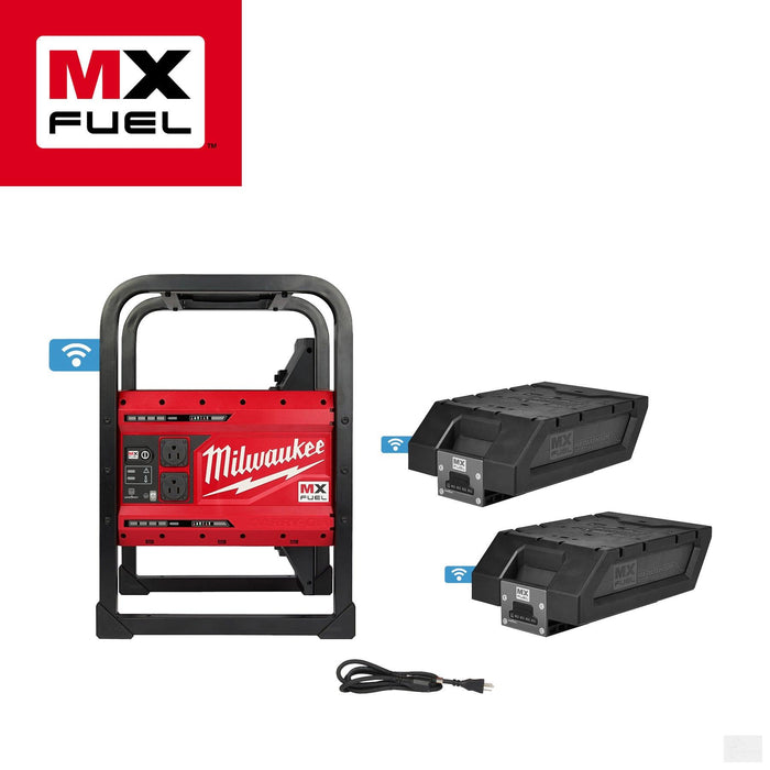 Milwaukee MXF002-2XC Portable 3600W/1800W Push Start Battery Powered Generator with 2 Batteries