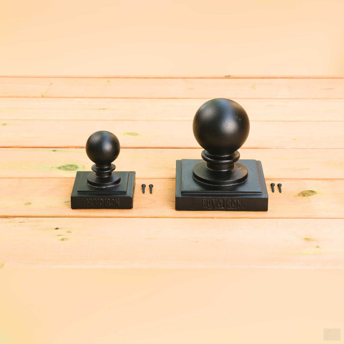 Nuvo Iron 6″ x 6″ Black Aluminum Ornamental Ball Post Cap