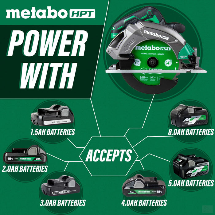 Metabo HPT 36V/18V MultiVolt Cordless Circular Saw 7-1/4-Inch Blade Tool Only (C1807DAQ4M)