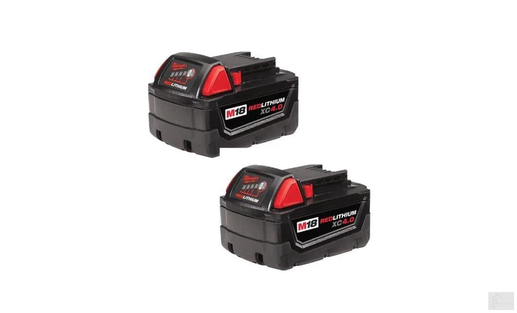 Milwaukee Tool M18 18V Lithium-Ion Extended Capacity (XC) 4.0 Ah REDLITHIUM Battery Pack (2-Pack) 48-11-1842C