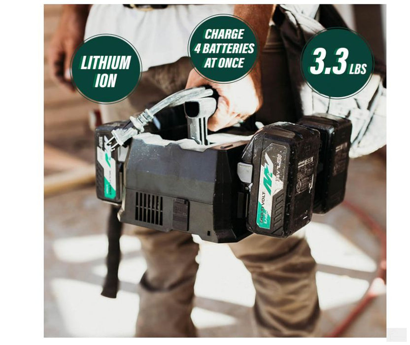 Metabo HPT 4-Port Battery Charger, 36V/18V, Slide-Style Batteries, Rapid Charging Time, Selectable Charging Modes, 2 USB Ports, 2 AC Outlets (UC18YTSLM)