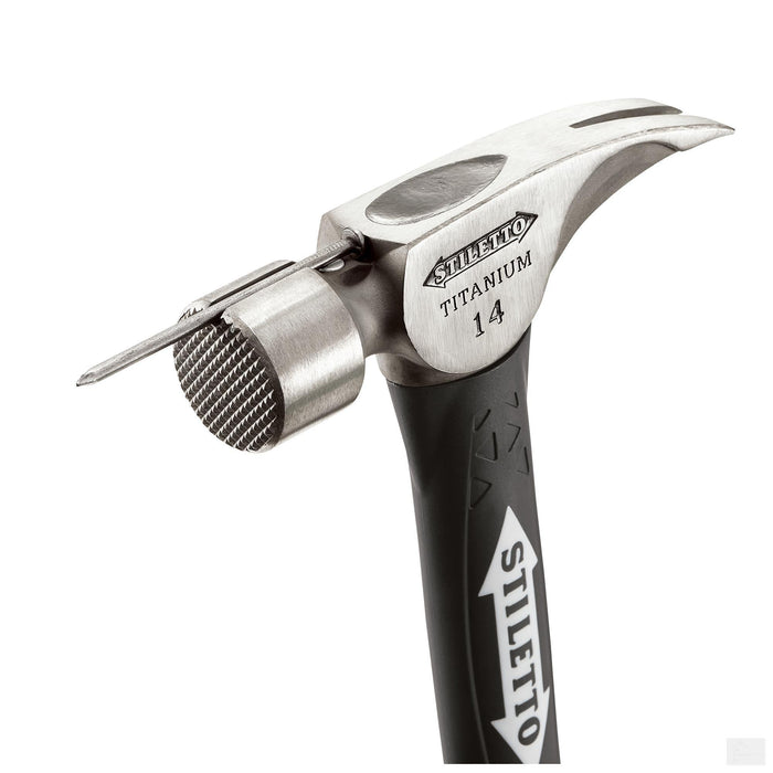 Stiletto 14 oz Titanium Milled Face Hammer with 18 in. Hybrid Fiberglass Handle (TI14MC-F)