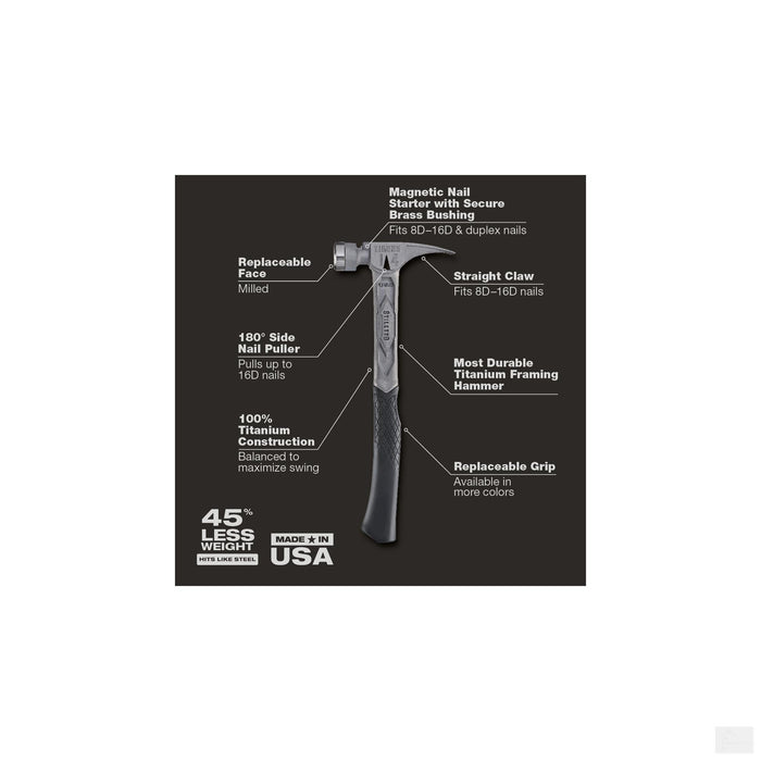 Stiletto TIBONE 14oz Milled Titanium Framing Hammer (TIB14RMC)