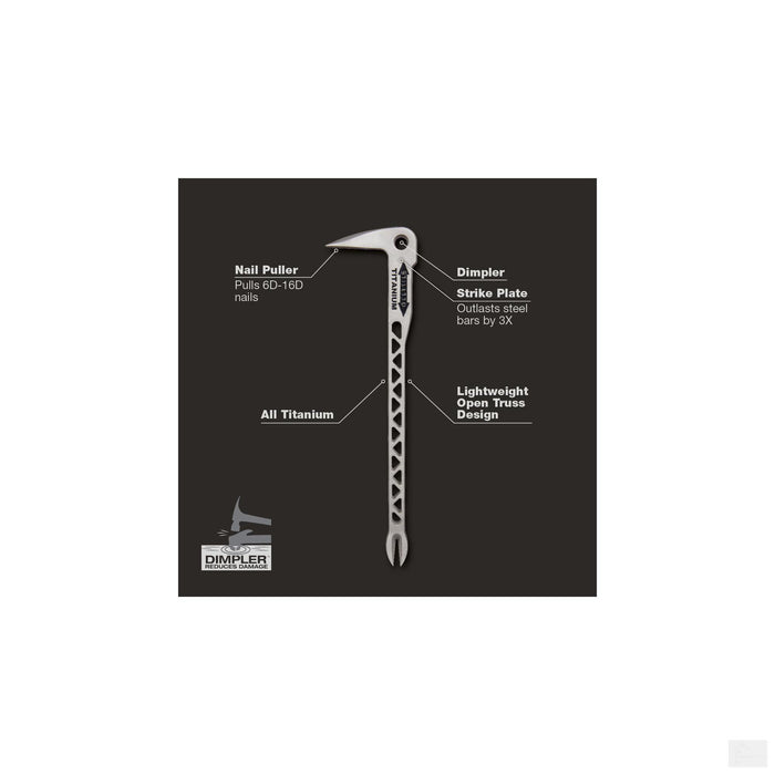 Stiletto 12" Titanium "Claw Bar" Nail Puller w/ Dimpler TICLW 12