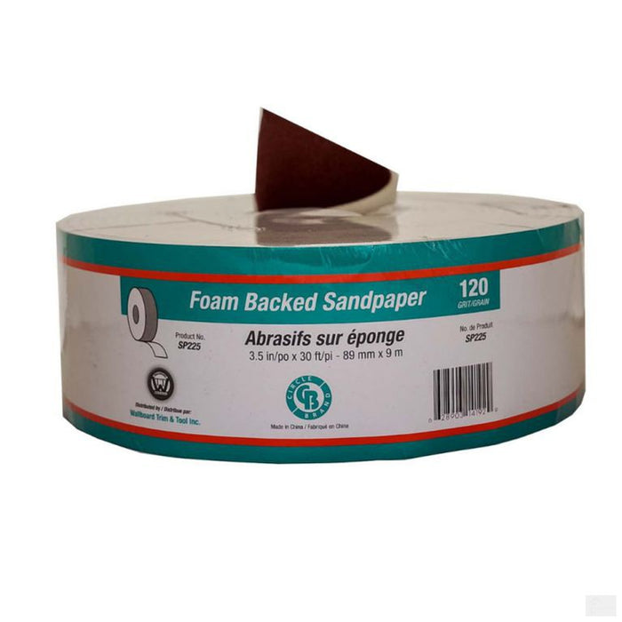CIRCLE BRAND Sandpaper Roll 3.5" x 30' #120 Grit (Sponge-Back) [SP225]