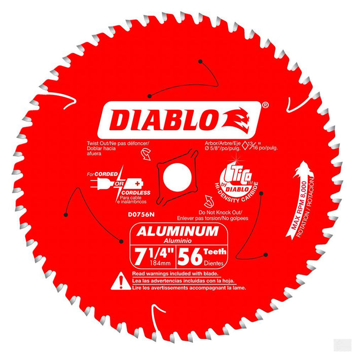 DIABLO 7-1/4 in. x 56 Tooth Non-Ferrous Metals / Plastics Saw Blade [D0756N]