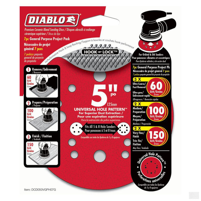 DIABLO 5" ROS Hook & Lock Disc Project Pack General Purpose (7-Pack) [DCD050VGPH07G]