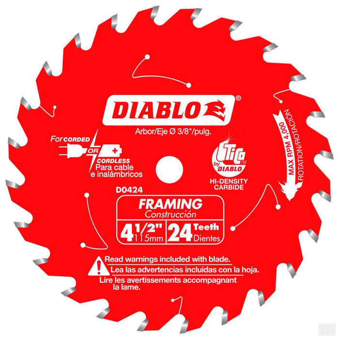 DIABLO 4-1/2 in. x 24 Tooth Framing Trim Saw Blade [D0424X]