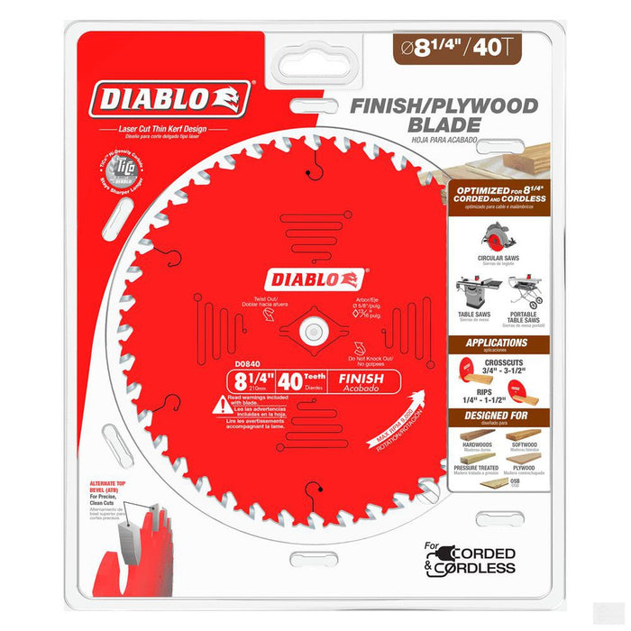 DIABLO 8-1/4 in. x 40 Tooth Finishing Saw Blade [D0840X]