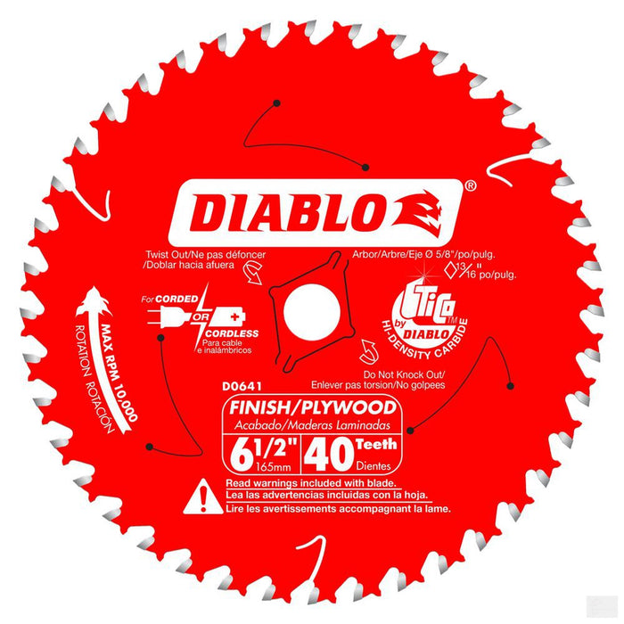DIABLO 6-1/2 in. x 40 Tooth Finish Trim Saw Blade [D0641A]