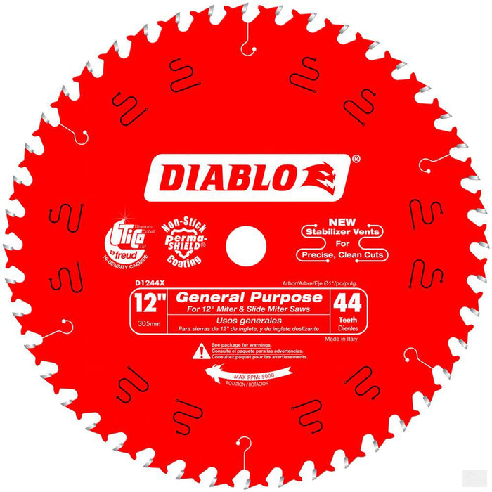 DIABLO 12 in. x 44 Tooth General Purpose Wood Saw Blade [D1244X]