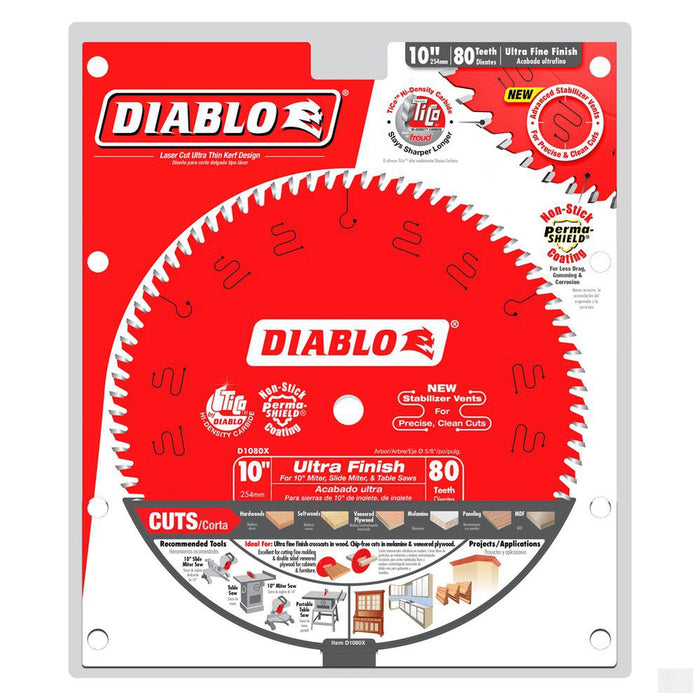 DIABLO 10 in. x 80 Tooth Ultra Finish Saw Blade [D1080X]
