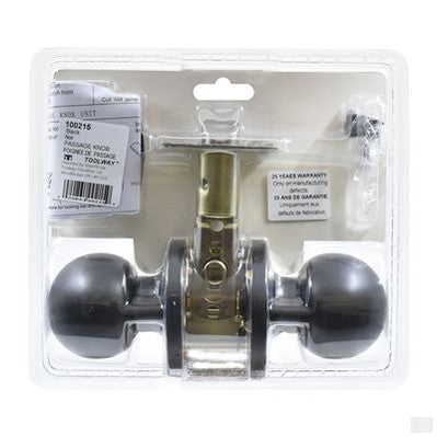 TOUGH GUARD Door Lock Knob Passage Black [100215]