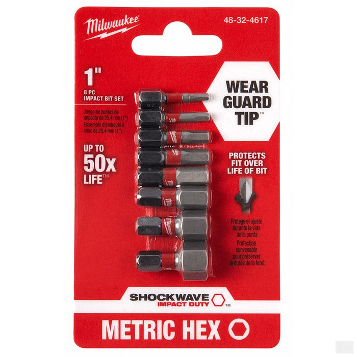 MILWAUKEE 8-Piece SHOCKWAVE™ 1 in. Impact Metric Hex Insert Bit Set 3PK [48-32-4617]