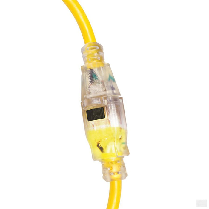 TOOLWAY Extension Cord Outdoor SJTW 10/3 Lighted Single Tap Yellow 100ft [140037]