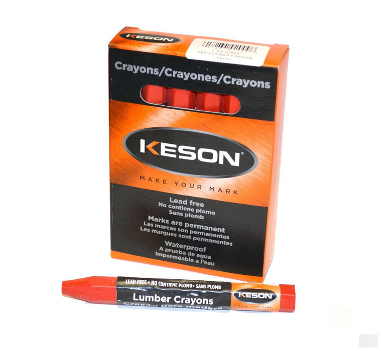 KESON Lead Free Waterproof Permanent Markers Lumber Crayons (12 pck) - Red 12LCRED