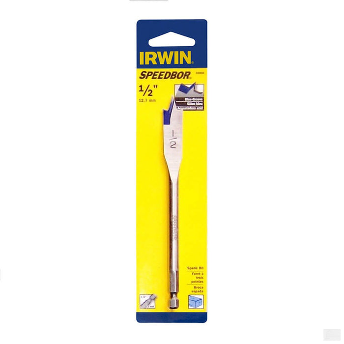 IRWIN Speedbor 1/2 in. x 6 in. Standard Length Blue Groove Point Spade Bit [88808]