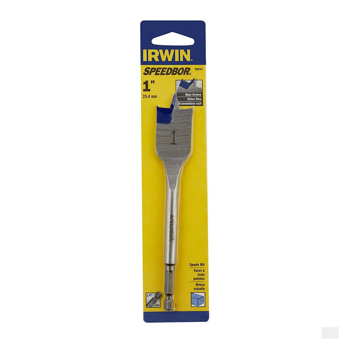 IRWIN Speedbor 1 in. x 6 in. Standard Length Blue Groove Point Spade Bit [88816]