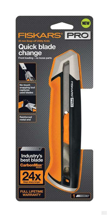 Fiskars® Pro Retractable Snap-Off Utility Knife 25 mm [770220]
